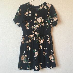 Soprano Navy Blue Floral Mini Skater Dress Flowy S